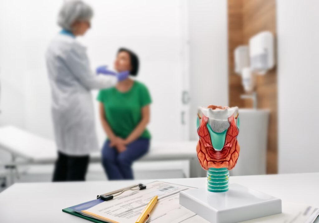 doctor palpates of woman s neck for diagnostics of 2025 09 14 14 49 02 utc
